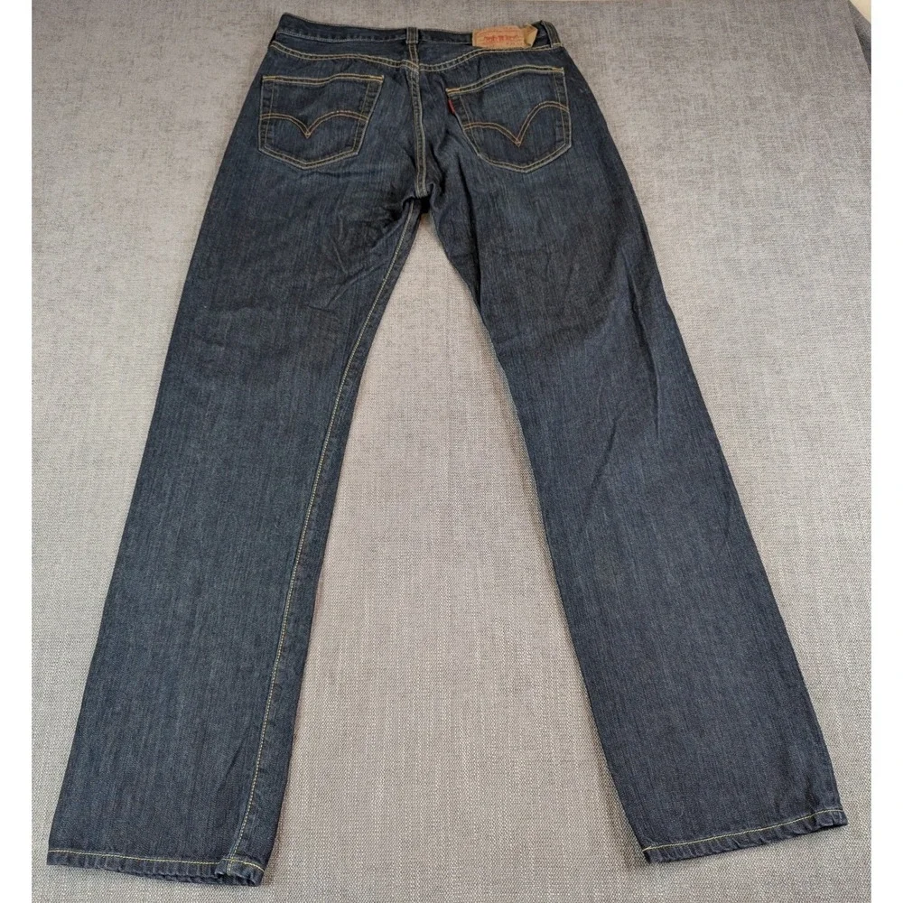 Levis 501 Jeans Mens Sz 33 (31x34) Blue Dark Wash Straight Fit Denim Button Fly